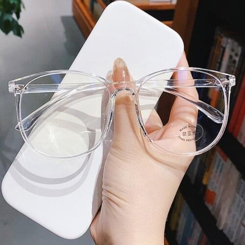 Elbru Vintage Ultralight Transparent Color Frame Plain Glasses Women Men Fashion Clear Lens Eyeglasses Round Optical Spectacles