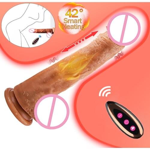 Electro Penis Vibrator Smart Heating Peristalsis Telescopic Suction Cup Large Dildo G-Spot Stimulator Female Masturbator Sex Toy