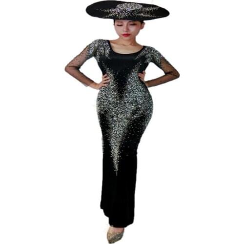 K31 Singer diamonds dress sexy stage wears Rhinestone Tight-fitting hip skirt female bodysuit dj ballroom dance costumes models