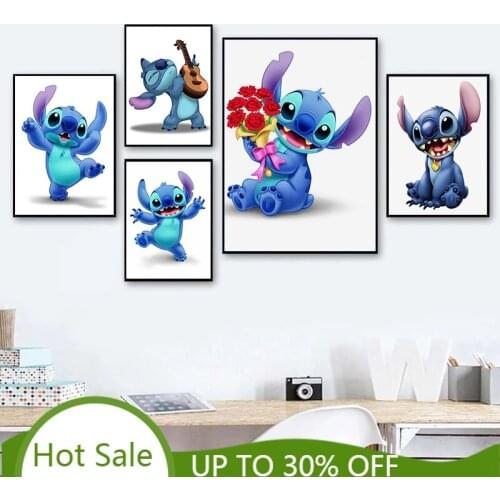 Cartoon Disney Canvas Paintings Stitch Decorative Posters and Interstellar Baby Prints Wall Art Pictures for Living Home Decor