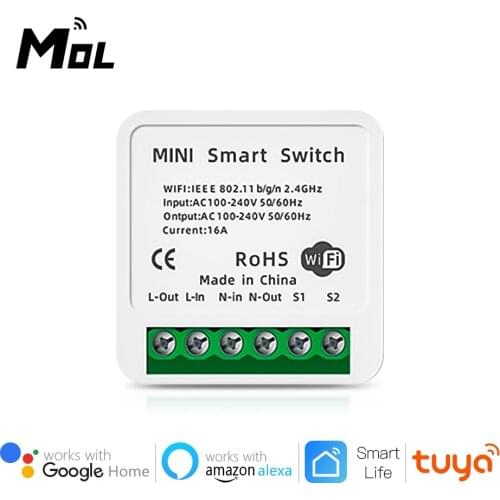 MOL 10/16A Mini Smart Wifi DIY Switch Support 2 Way Control Smart Home Automation Module Works With Alexa Google Home Smart Life