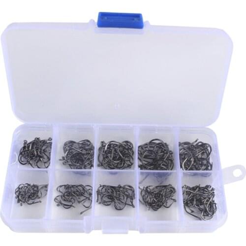 100-600Pcs/box Fishing Hook Set Carbon Steel Single Circle Fishing Hook Fly Fishing Barbed Carp Hook Sea Fishing Accessories