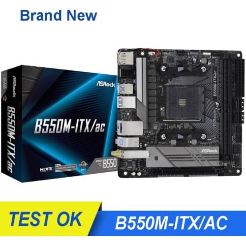New ASROCK B550M ITX/ac Motherboard Mini-ITX AMD B550 DDR4 4733+ (OC)MHz USB3.2 New Max-64G Double Channel Socket AM4