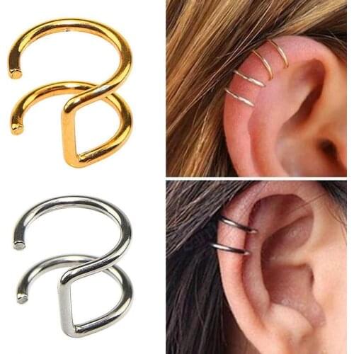 New 1 PC Fashion 6 Colors Stainless Steel Earing Cuff Clip On Earrings Ear Cuffs For Women Men Ear Clips Jewelry Accessories