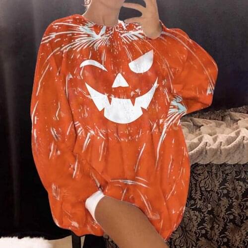 2021 New Halloween Printed Pumpkin Ghost Pullover Sweatshirts Loose Casual Long Sleeve Women Sweatshirt Winter Clothes Women