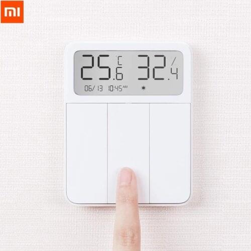 Original Xiaomi Mijia Smart Screen Display Wall Switch Remote Control Wireless 3Keys Temperature Humidity Display For Smart Home