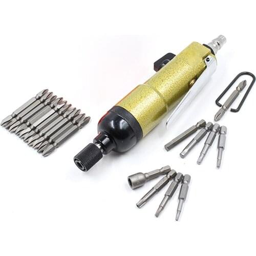 Straight Hand Pneumatic Screwdriver 10Krpm 1/4" Air Screwdriver Torque Adjustable Pneumatic Driver Screw Bits Set BC-5H