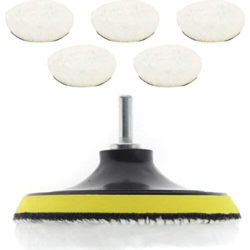 Wool Polishing Buffer 6 inch Car Waxing Polishing Buffing Pads Kit With Back Plate Driller Adapter For Remove Car Body Stains