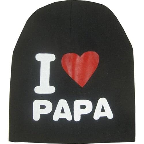 Q 2021 I LOVE PAPA MAMA Print Keep Warm For Toddler Girl Boy Infant Cap Multicolor Baby Knitted Hat Winter Autumn Cotton Hat