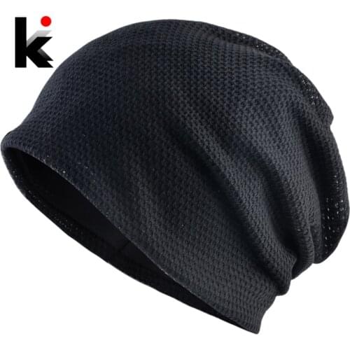 Breathable Beanies Women Spring Solid Color Hat Ladies Bonnet Hats Outdoor Summer Casual Mesh Skullies Beanie Hip Hop Turban Hat