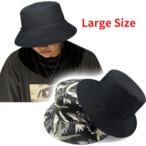 Big Head Man Large Size Sun Hat Women Blank Fisherman Hat Pure Cotton Panama Cap Plus Size Bucket Hats-Double-Sided Wear