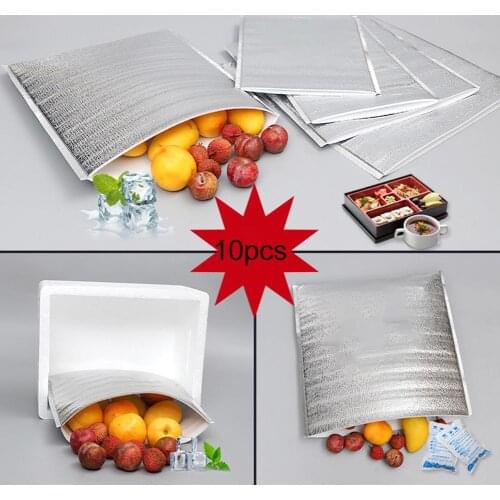 10Pcs Lunch Bag Thermal Insulation Aluminum Foil Disposable Food Delivery Pouch