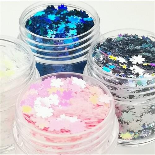Ultrathin Flower Sequin 5mm Pink Cherry Blossoms Shape Loose Sequins PET Paillettes for Nails Art Manicure Wedding Confetti 8g
