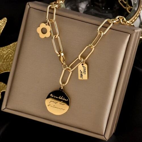 Inserts Titanium steel flower charm necklace New fashion Stainless pendant beautiful jewelry nice gift for women No fading