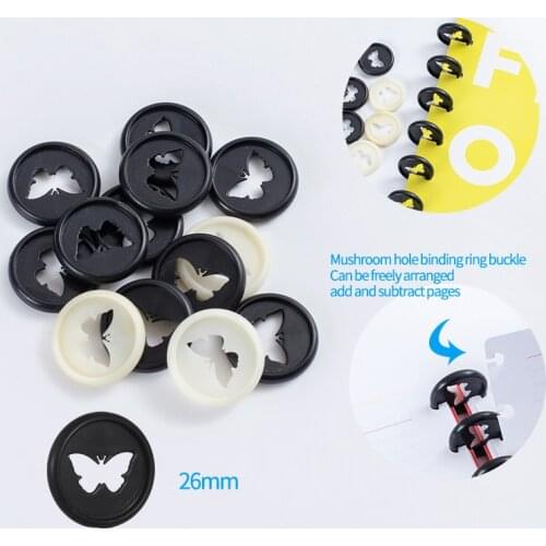 New Butterfly Pattern Binding Disc Notebook Mushroom Hole Button Loose-leaf Coil 360 Degree Flip Plastic Disc Buckle Office
