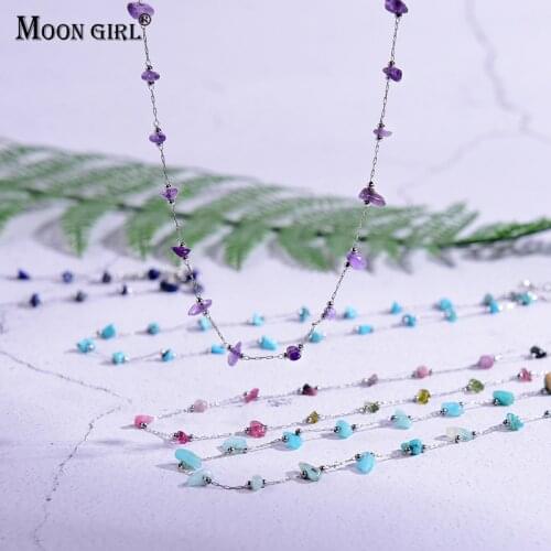 Geometric Natural Stone Choker Necklace for Women Fashion Stainless Steel Chain Amazonite Trendy Collier Necklace Femme