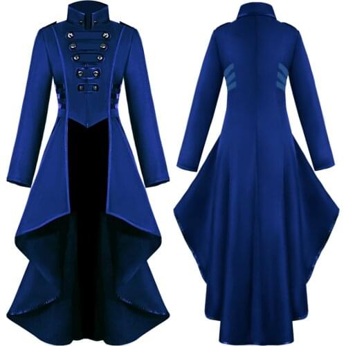 New Medieval Dress Tuxedo Women Irregular Retro Long Coat Women Vintage Top Stand Collar Women Jackets