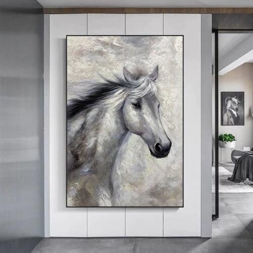 100% Hand Painted Abstract Oil Painting Wall Art Horse Picture Minimalist Modern On Canvas Decorative For Living Room No Frame