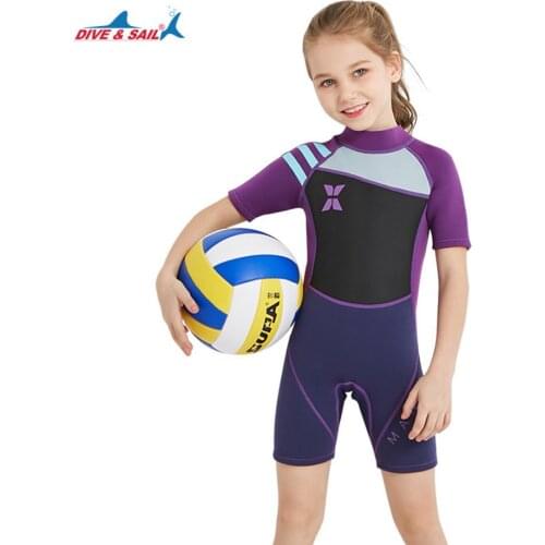 2.5mm Neoprene Wetsuit Diving Suit Boys Girls Swimsuit Short Sleeve Jumpsuits Swimwear Back Zip Surfing Snorkeling Sailing beach