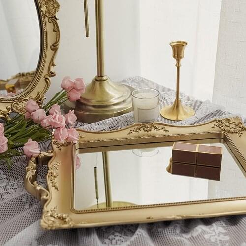 2 in 1 Mirrored Vanity Tray Makeup Mirror Case Dresser Organizer Ornaments