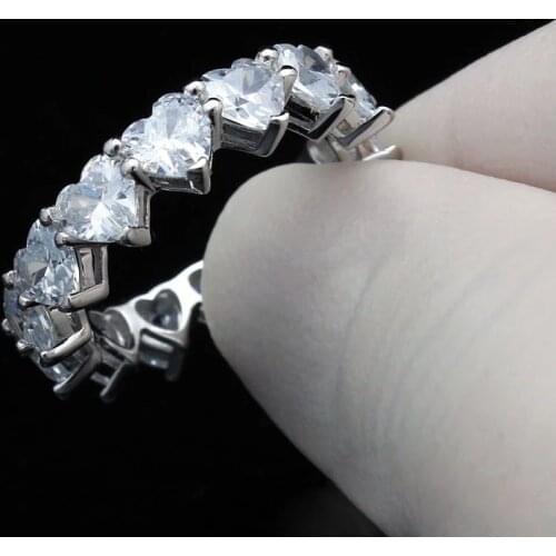 2021 Fashion Romantic Shiny white pink Love Heart cz paved Charm Finger Rings for Women Stackable Wedding jewelry Gift Drop ship