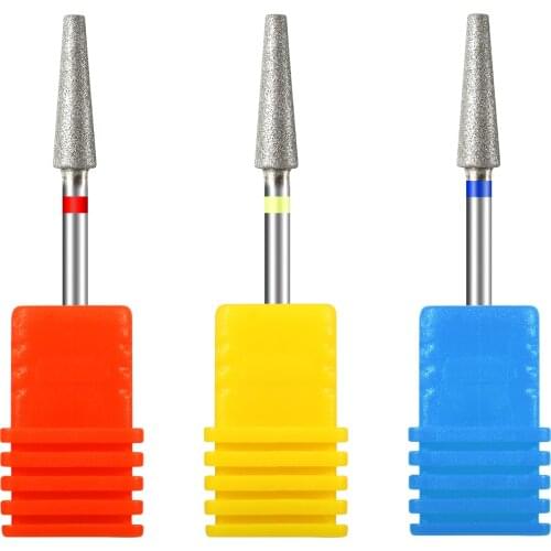 3/32" Diamond Cone Nail Drill Bit Rotary Cuticle Burr Manicure Cutters Drill Accessories Nail Art Tools Mills
