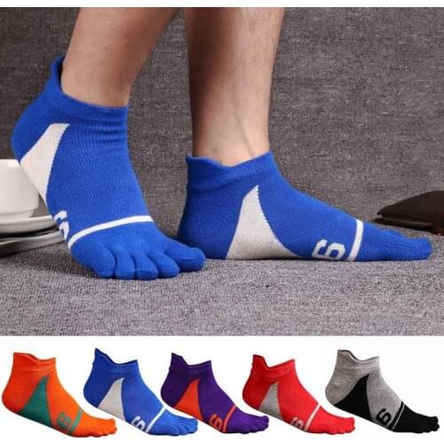 Sweat-absorbent 5 Pairs Cotton Socks Breathable Mixed Color Five-finger Socks Running Men Cycling Sports Split Toe Socks