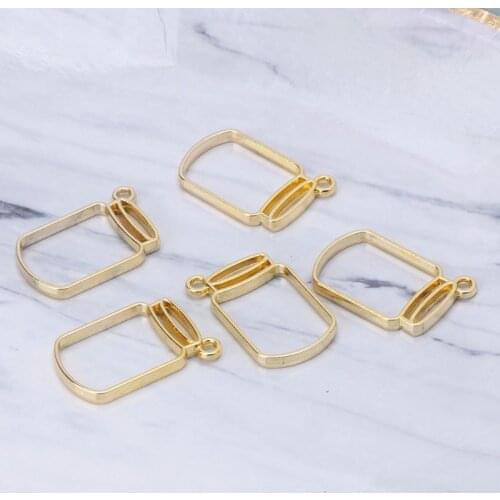 5Pcs Floating Bottles Metal Frame Hollow Pendant Bezels UV Resin Jewelry Making X7YC