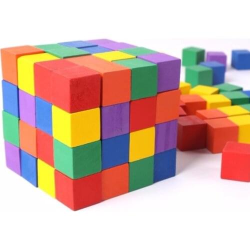 50Pcs/Set 2CM Wooden Rainbow Cube Building Block Toys For Children Montessori Color Shape Cognize Learning Educational Toys Gift