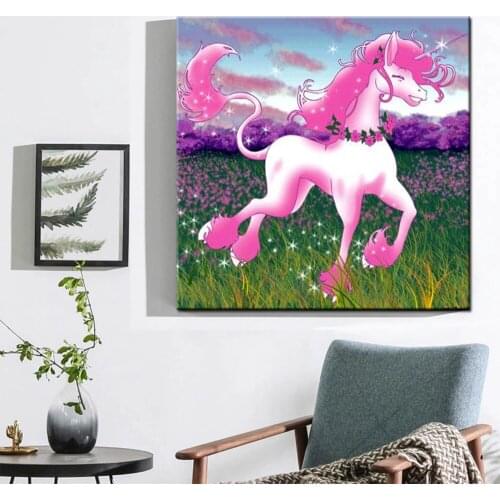 5D Diy Diamond Painting Unicorn In The Flowers Full Square Round Rhinestone Embroidery Mosaic Wall Art Home Decoration