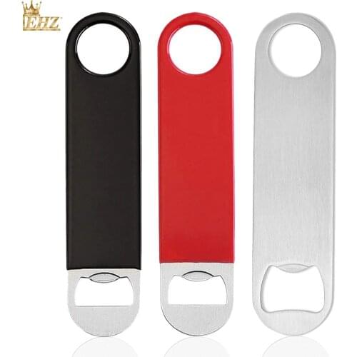 7" Bottle Opener Heavy Duty Stainless Steel Flat Solid and Durable Beer Openers Well-Made Long Neck Rubber Coating Bottle Opener