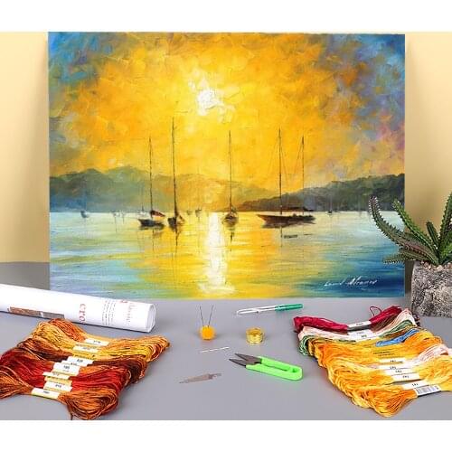 Baja California Printed Water-Soluble Canvas 11CT Cross-Stitch Set DIY Embroidery DMC Threads Knitting Painting Decor