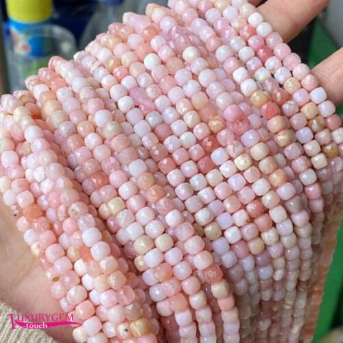 Natural Pink Color Opal Stone Loose Beads High Quality 4mm Faceted Square Shape DIY Gem Jewelry Accessories 38cm a3509