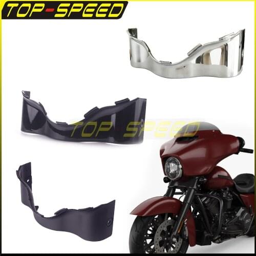 Black Chrome Motorcycle Part Front Headlamp Lower Skirt Trim Batwing Fairing Slim Visor for Harley Touring Electra Glide 14-20