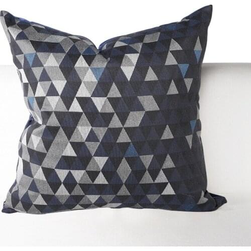 Home Luxurious Cushion Cover High Precision Embroidery Blue Geometric Decorative Pillows Retro Living Room Bedroom Bed Sofa Art