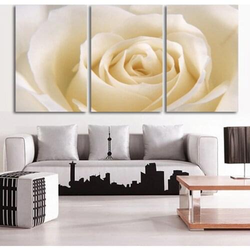 Canvas Frame HD Printed Modern Living Room Pictures 3 Panel White Rose Painting Wall Art Modular Poster Home Decor Cuadros