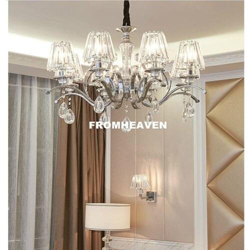 Free Shipping K9 Crystal Chandelier Modern Restaurant E14 Bedroom Modern AC Crystal Chandeliers Home Decoration Indoor Lighting