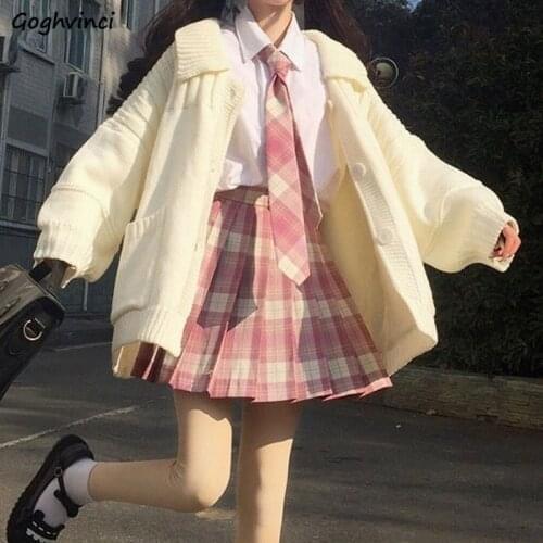 Cardigans Sweaters Women Peter Pan Collar Preppy Style Drop-shoulder Japan Students Loose All-match Warm Sweet Knitting Female