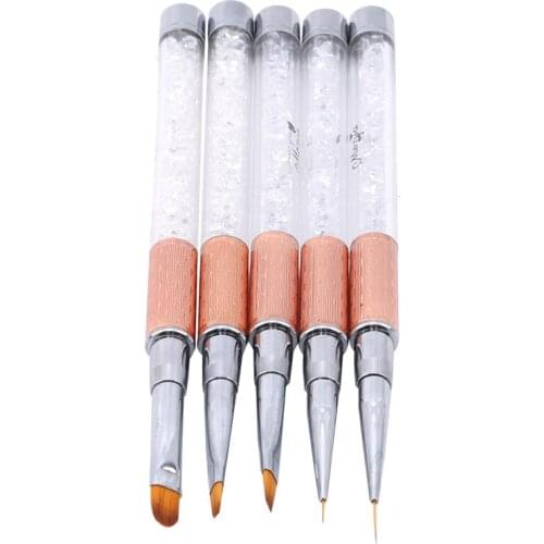 5 Styles French Flower Strip Drawing Paint Liner Brush Metal Acrylic Liquid Powder Sculpture UV Gel Extension Builder Nail Art