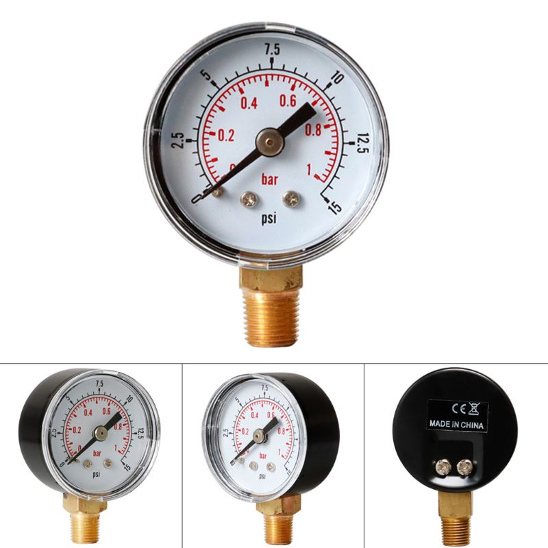 Pressure Gauge 40mm 1/8 BSPT Rear Back 15 30 60 160 200 300 PSI & Bar for Air Gas Wate Fuel