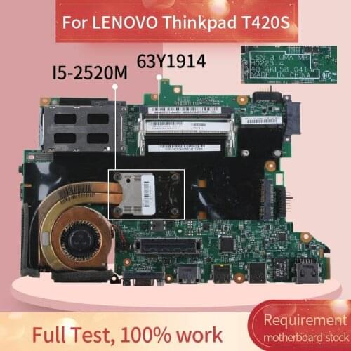 63Y1914 Laptop motherboard For LENOVO Thinkpad T420S I5-2520M Notebook Mainboard H0223-4 HM67 SR046