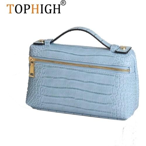 TOPHIGH Fashion Crocodile Ostrich Crocodile Pattern Clutch Bag For Women 2021 Make Up Pouch With Handle Ladies Portable Bag