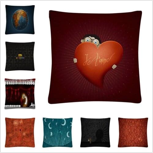 Love abstract simplified pattern Soft Short Plush Cushion Cover Pillow Case for Home Sofa Car Decor Pillowcase 45X45cm