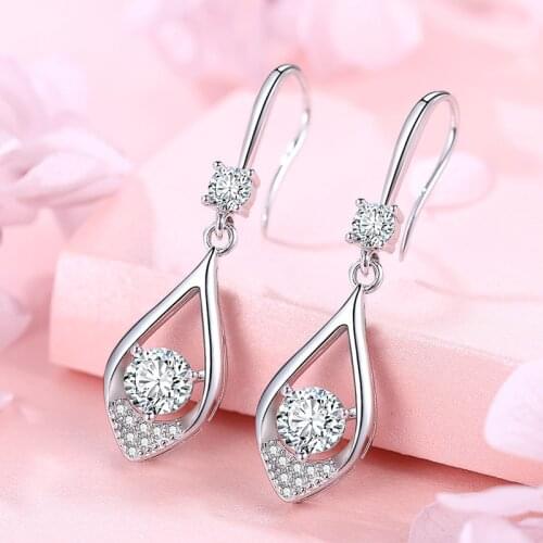 Genuine 925 Sterling Silver Real Topaz Diamond Drop Earring for Women Round Silver 925 Bizuteria Topaz Gemstone Jewelry Earrings