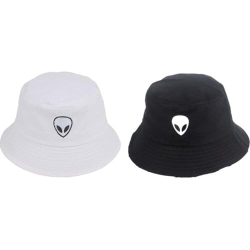 Black White Solid Alien Bucket Hat Unisex Bob Caps Hip Hop Gorros Men Women Summer Panama Cap Beach Sun Fishing Hat