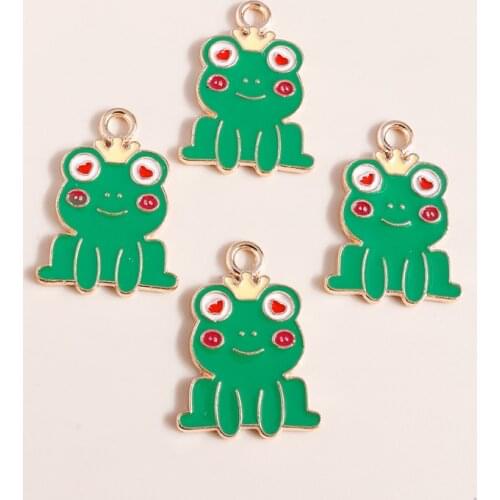 10pcs 17*24mm Original Cute Cartoon Frog Prince Charms Pendants for Necklaces Earrings Making Accessories diy Animal Charms
