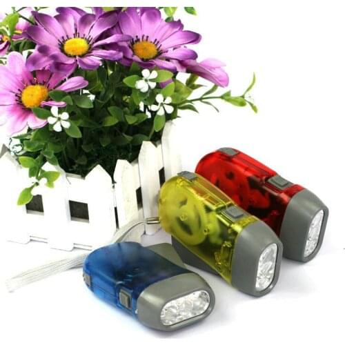 3LEDs Portable Mini Outdoor LED Keychain Manual Power Flashlight Rechargr Light Emergency LED Flashlight for Hiking Camping