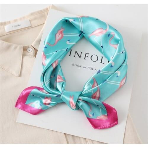 Summer Silk Scarf Square Lady Hair Neck Foulard Print Designer Shawl Wraps Women Bandana Bag Scarves Head Hijab Kerchief 2021