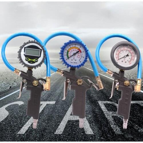 Car Tire Air Pressure Gauge Dial Meter Vehicle Inflation Gun Self-locking Pistol Grip Trigger Inflator For Auto