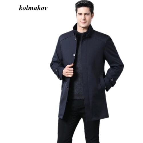 New Autumn And Winter Style Men Removable Wool Liner Trench Coat Mens Business Casual Long Stand Collar Three-in-one Jacket
